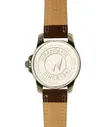 Часы Wrangler 46MM Silver Sandblasted Case And Bezel Black Dial White And Beige Index Markers Dual Crescent Cutouts For Date Function Analog Watch With Beige Second Hand Brown Strap