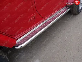 Пороги с площадкой 60,3 мм 5D ТСС Тюнинг Jeep Wrangler JK (2007-2018) (серые)