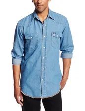 Мужские повседневные рубашки Wrangler langärmeliges Hemd im Cowboy-Schnitt für Herren, Blau, stonewashed Gr. X-Large, blau