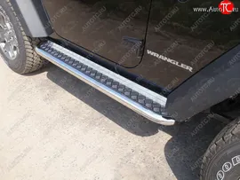 Пороги с площадкой 60,3 мм ТСС Тюнинг Jeep Wrangler JK (2007-2018) (серые)