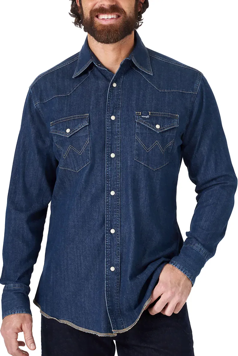 Рубашка Wrangler® Cowboy Cut Long Sleeve Western Denim MS1041D